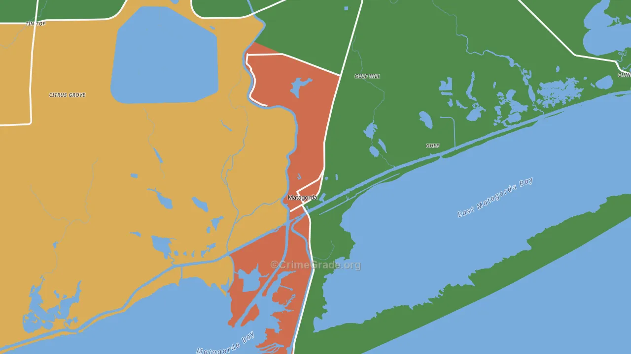 Matagorda, TX Map of Theft Rates