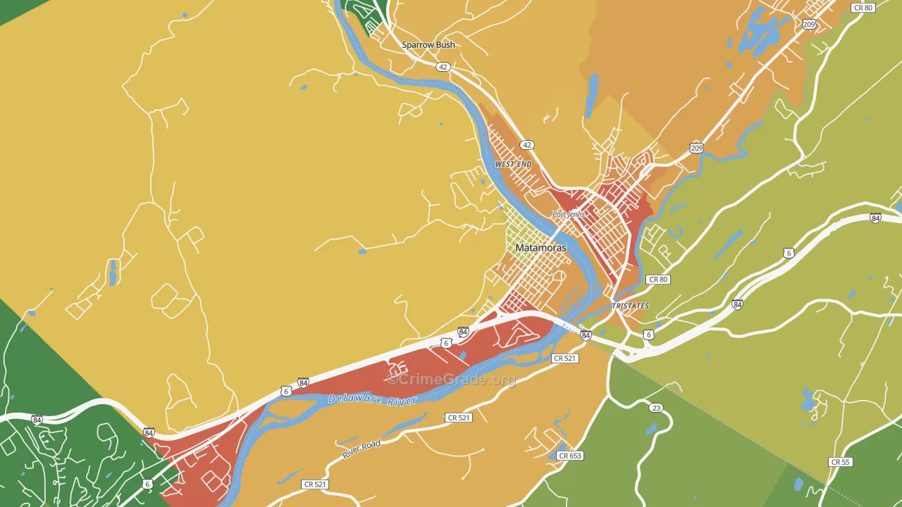Matamoras, PA Map of Theft Rates