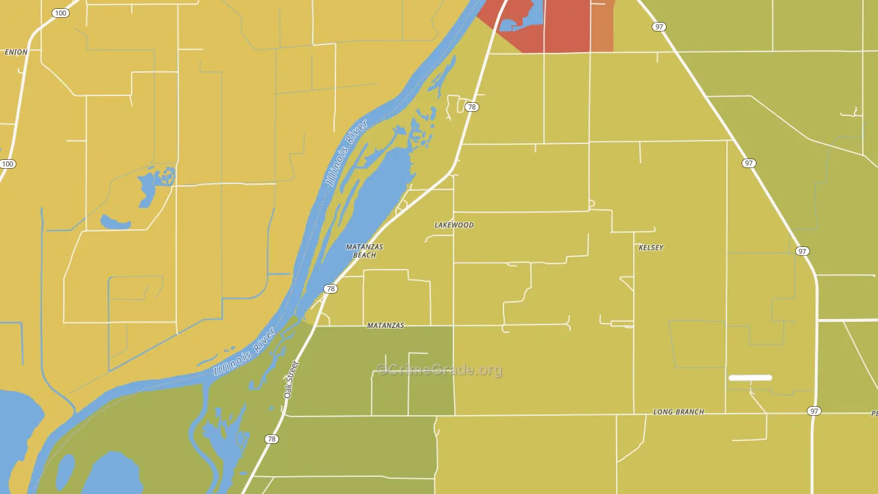 Matanzas Beach, IL Map of Theft Rates
