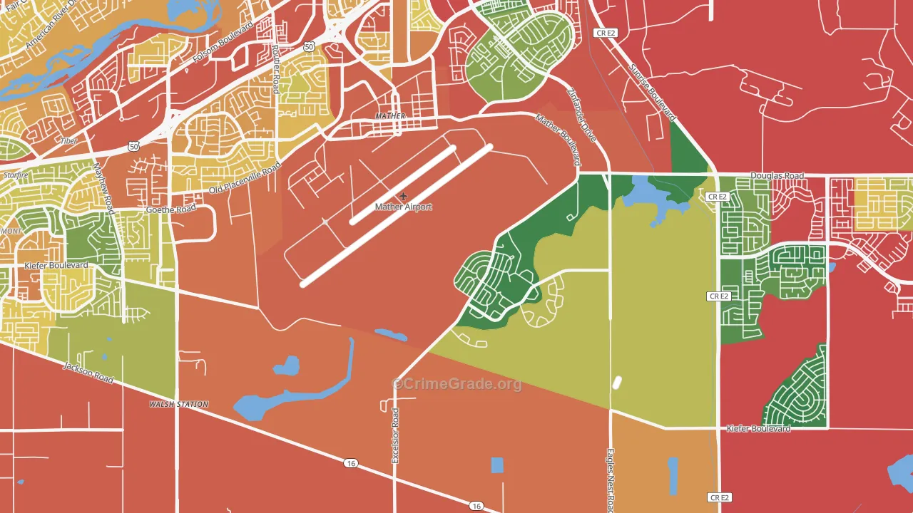 Mather, CA Map of Theft Rates