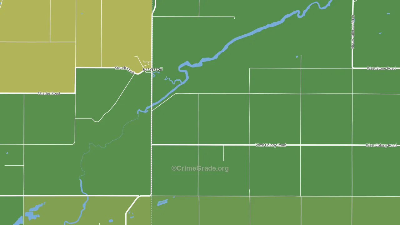Matherton, MI Map of Theft Rates