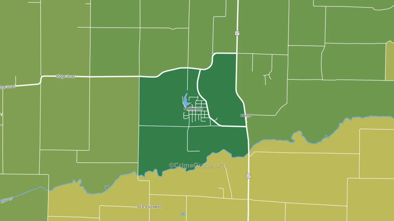 Matherville, IL Map of Theft Rates