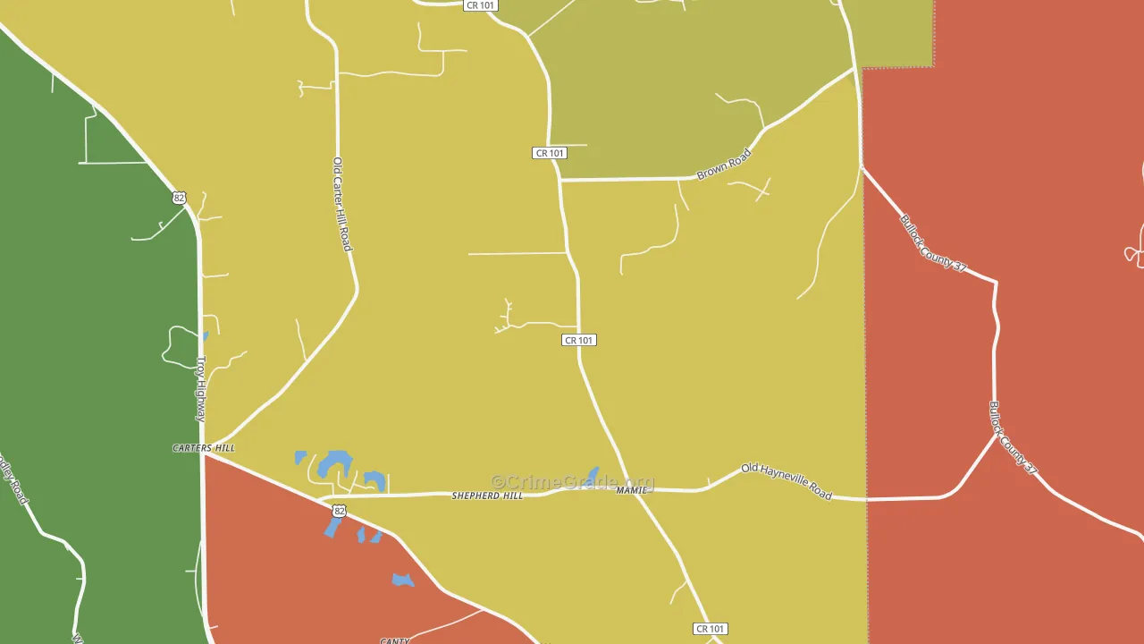 Mathews, AL Map of Theft Rates