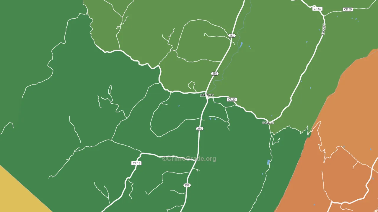 Mathias, WV Map of Theft Rates
