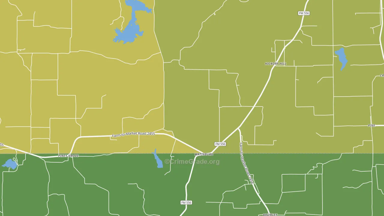 Matinburg, TX Map of Theft Rates