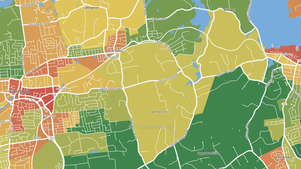 Matinecock, NY Map of Theft Rates