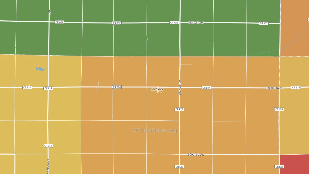 Matlock, IA Map of Theft Rates