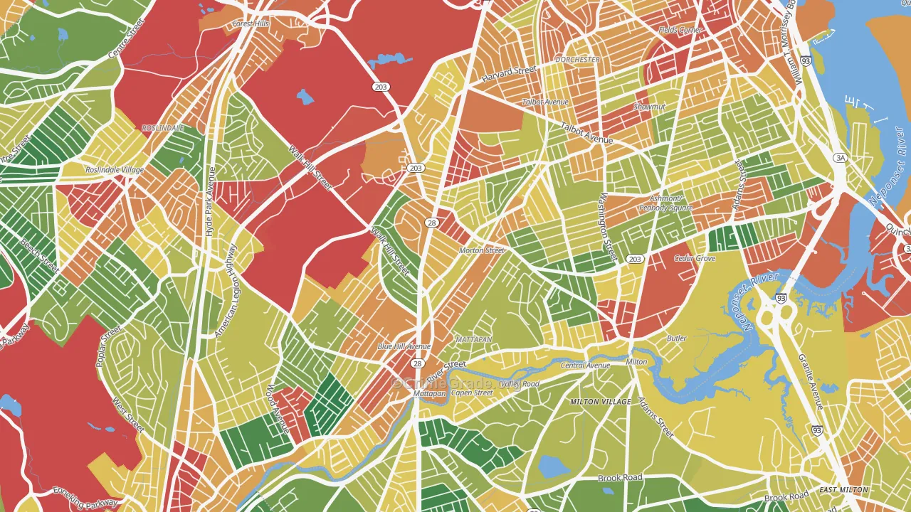 Mattapan, MA Map of Theft Rates