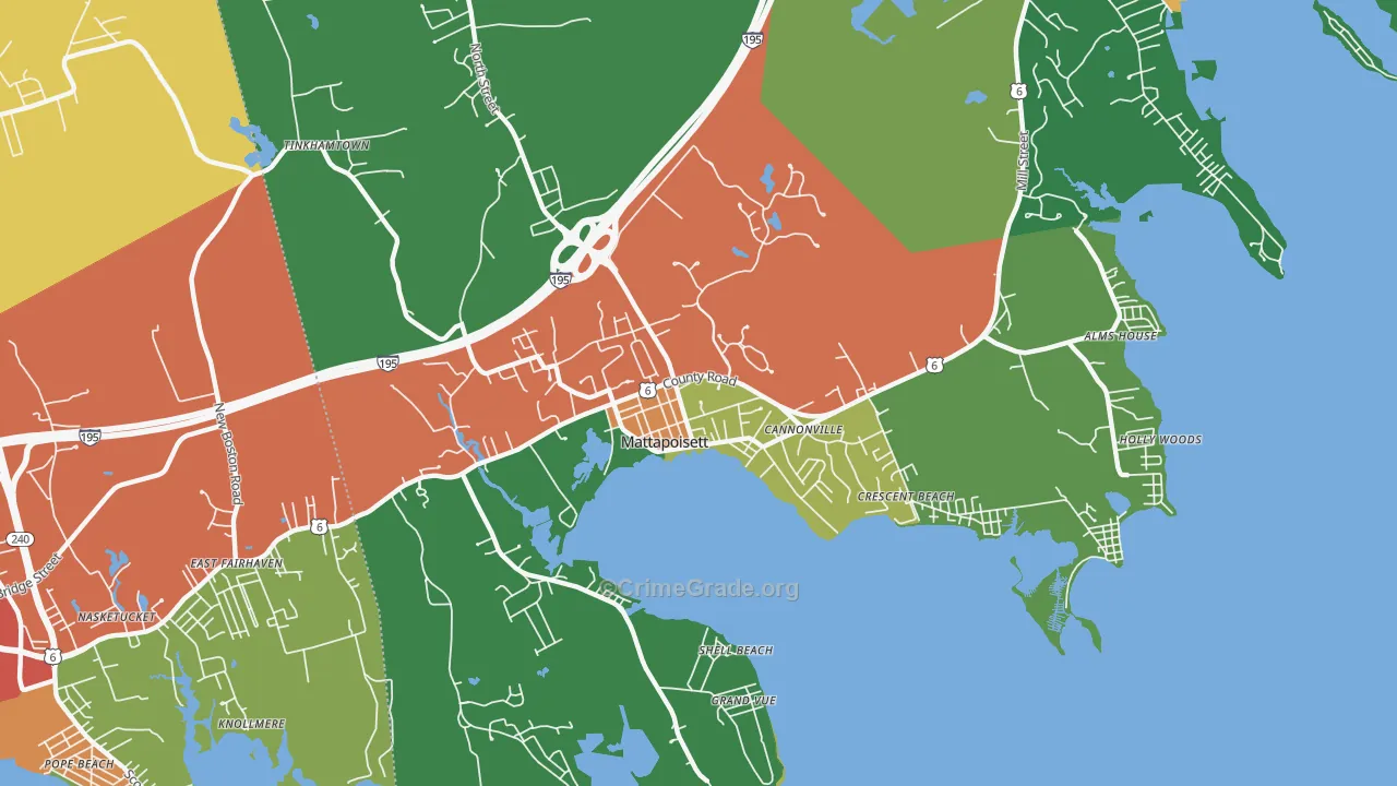 Mattapoisett Center, MA Map of Theft Rates