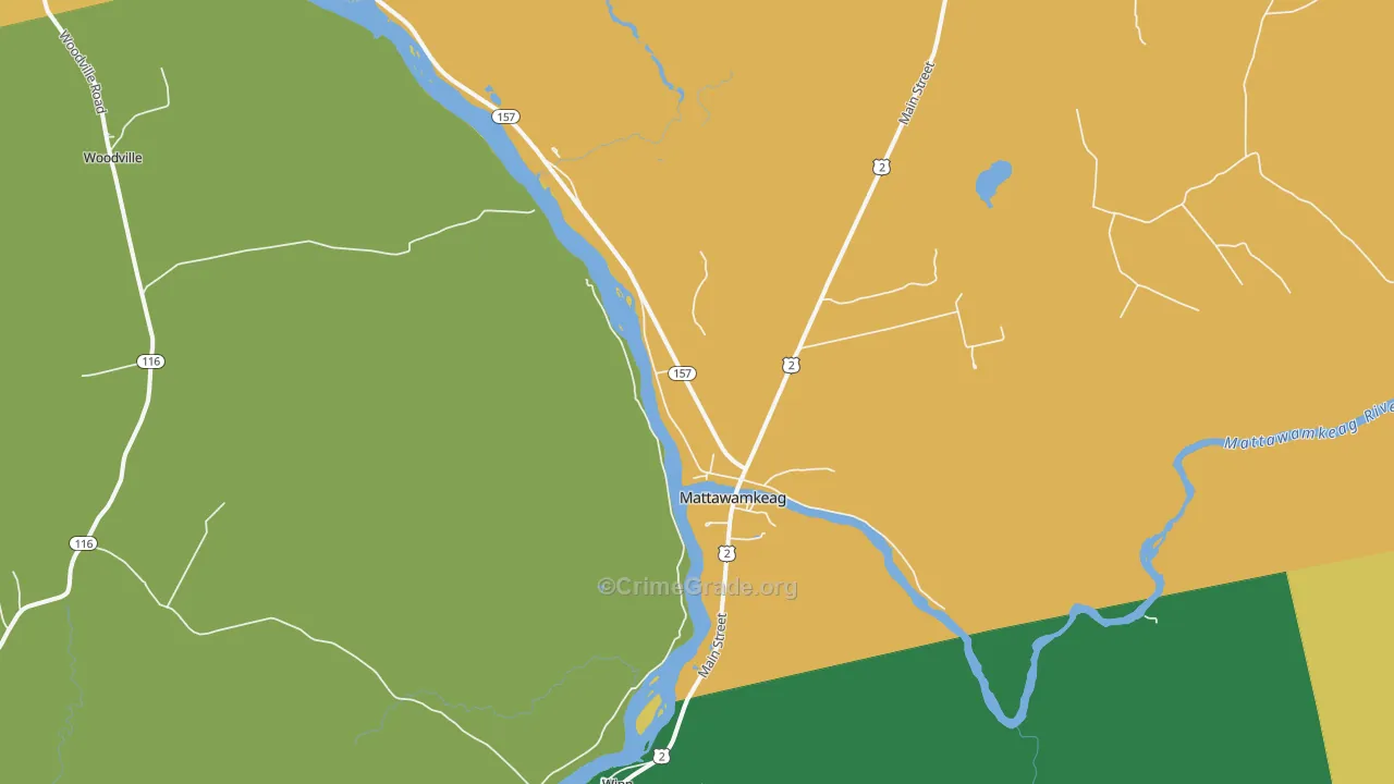 Mattawamkeag, ME Map of Theft Rates