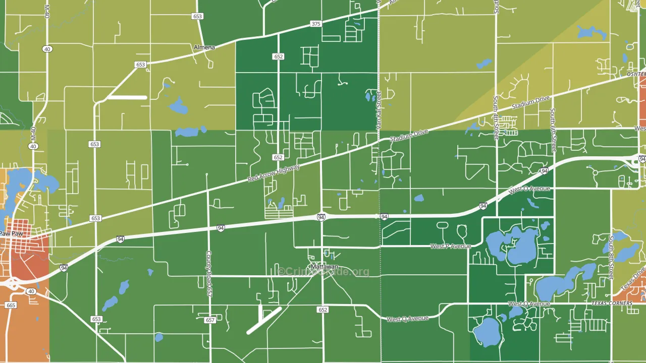 Mattawan, MI Map of Theft Rates