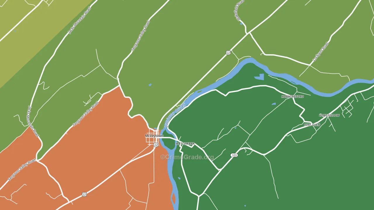 Mattawana, PA Map of Theft Rates