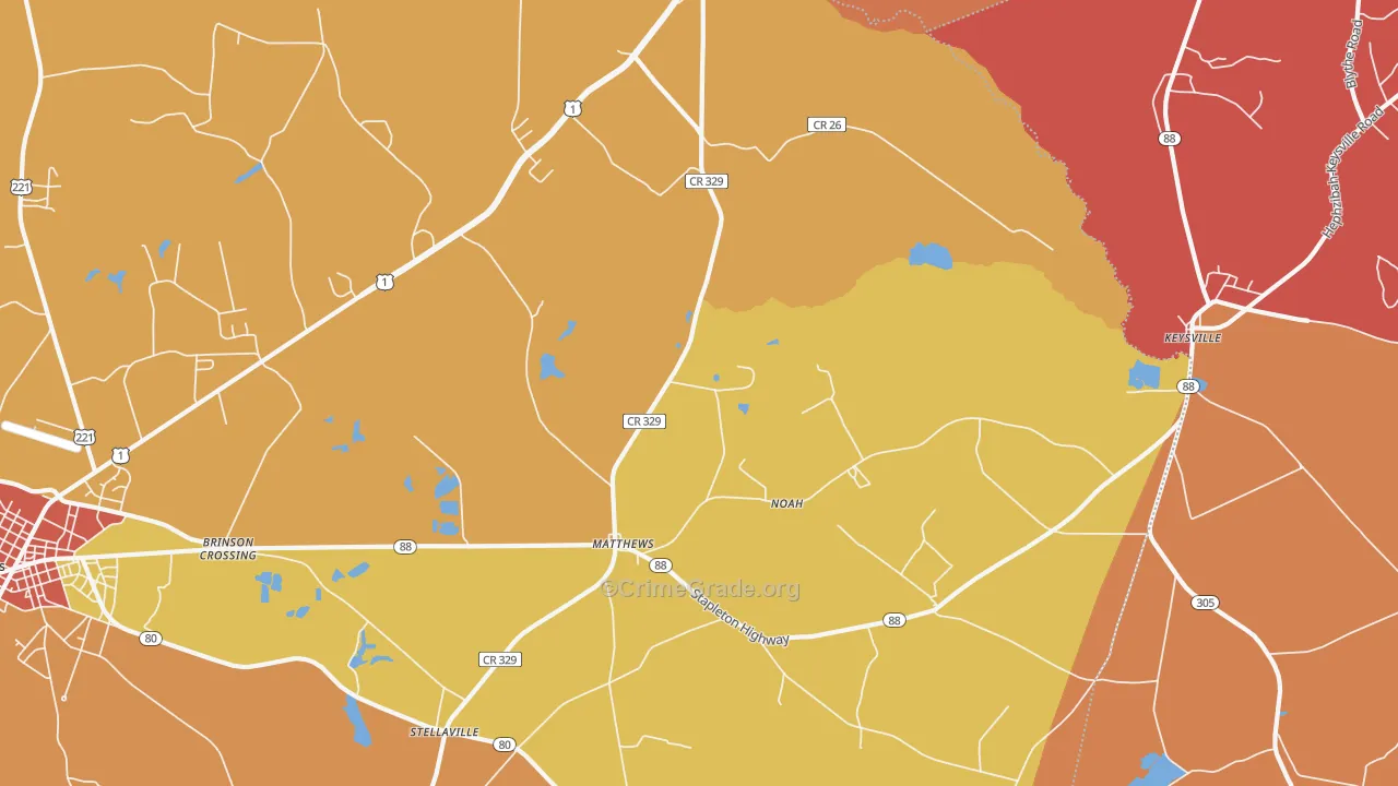 Matthews, GA Map of Theft Rates