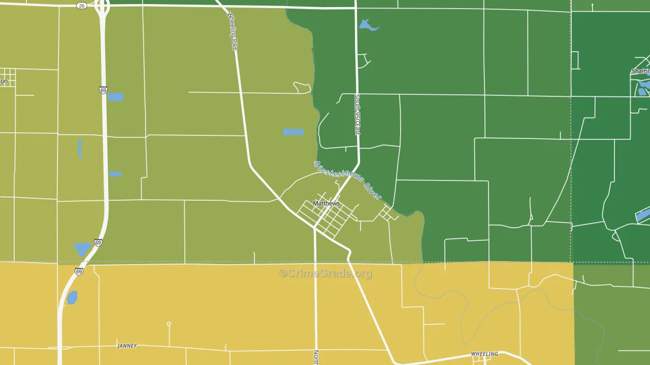 Matthews, IN Map of Theft Rates