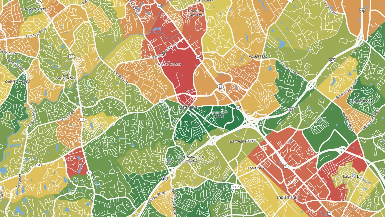 Matthews, NC Map of Theft Rates