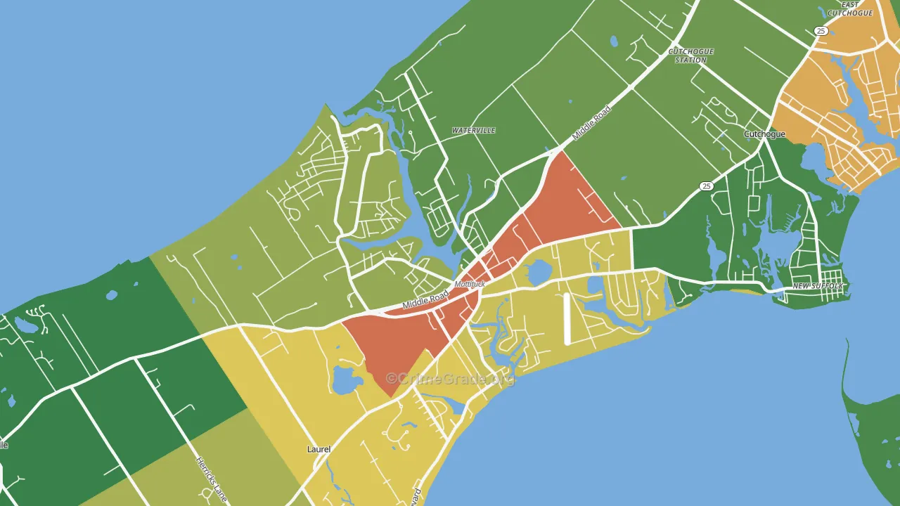 Mattituck, NY Map of Theft Rates