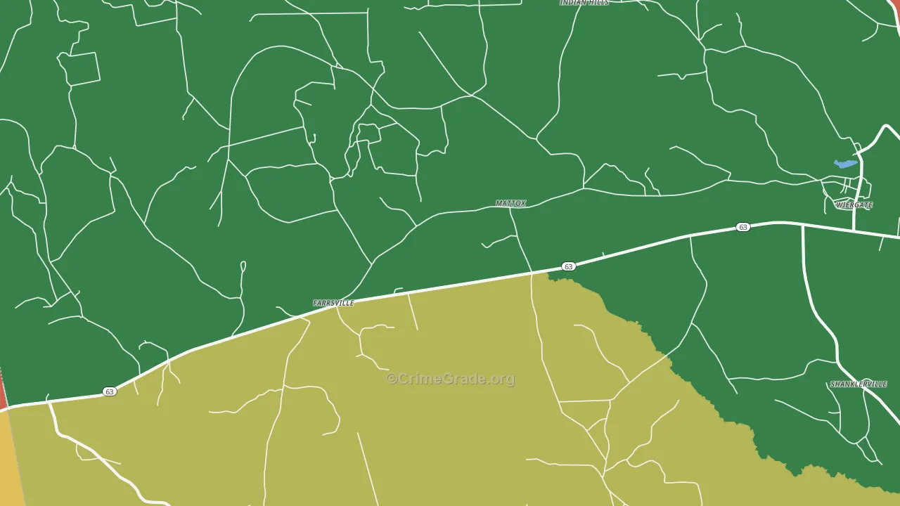Mattox, TX Map of Theft Rates