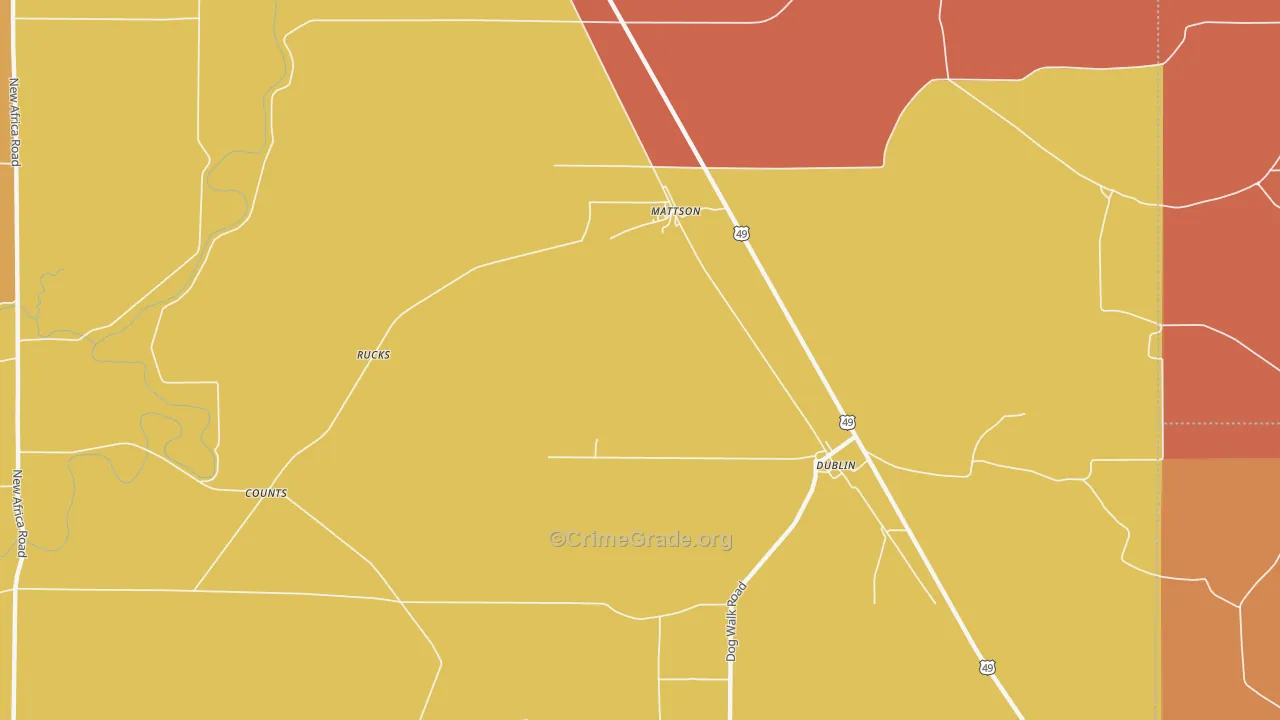 Mattson, MS Map of Theft Rates