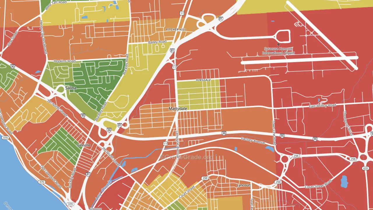 Mattydale, NY Map of Theft Rates