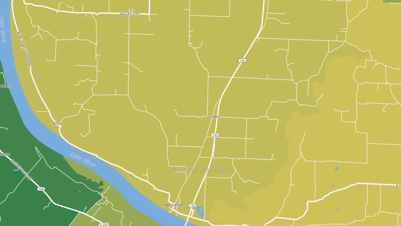 Mauckport, IN Map of Theft Rates