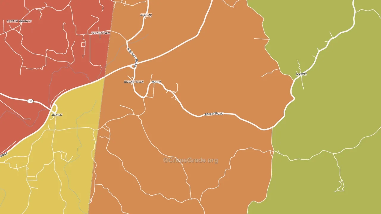Maud, AL Map of Theft Rates