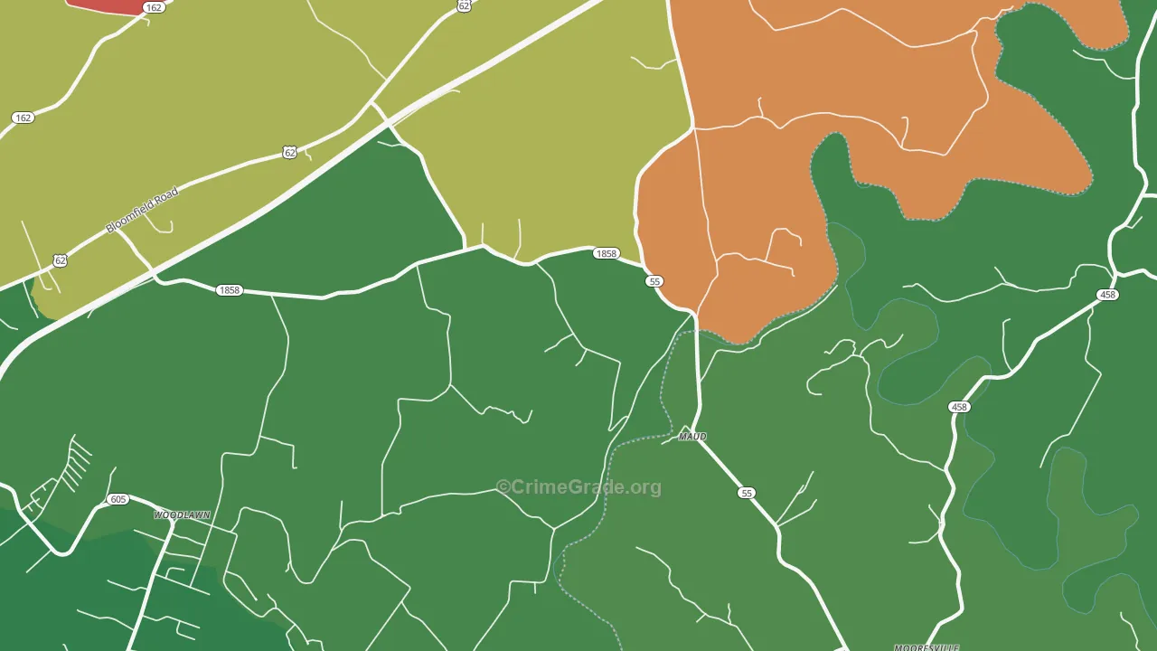 Maud, KY Map of Theft Rates