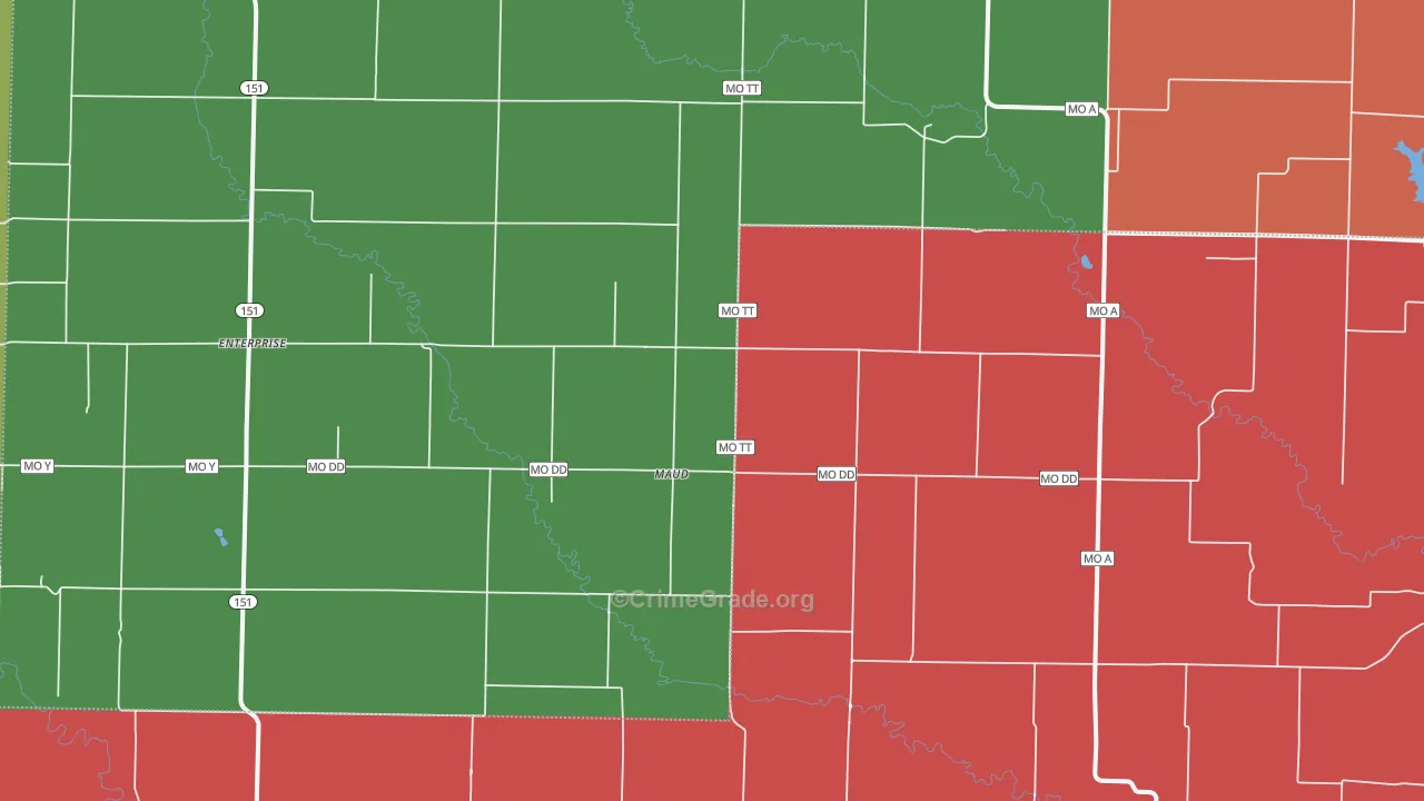 Maud, MO Map of Theft Rates