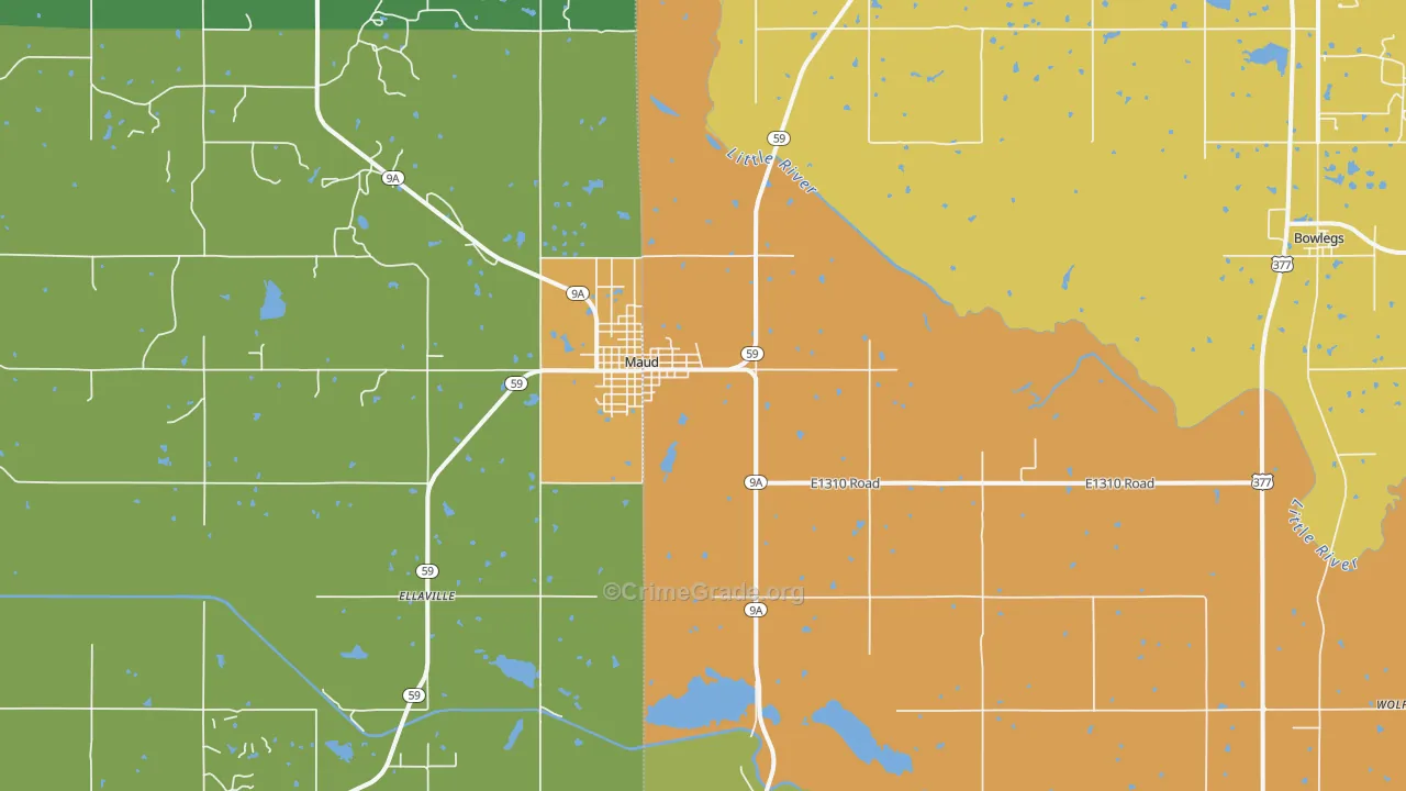 Maud, OK Map of Theft Rates