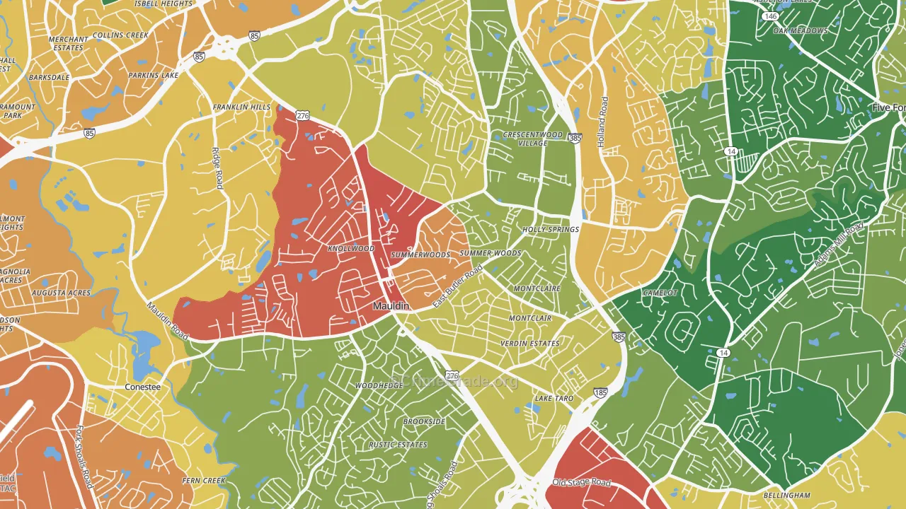 Mauldin, SC Map of Theft Rates