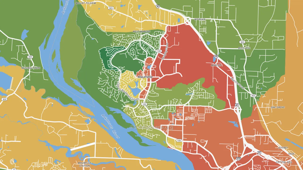 Maumelle, AR Map of Theft Rates