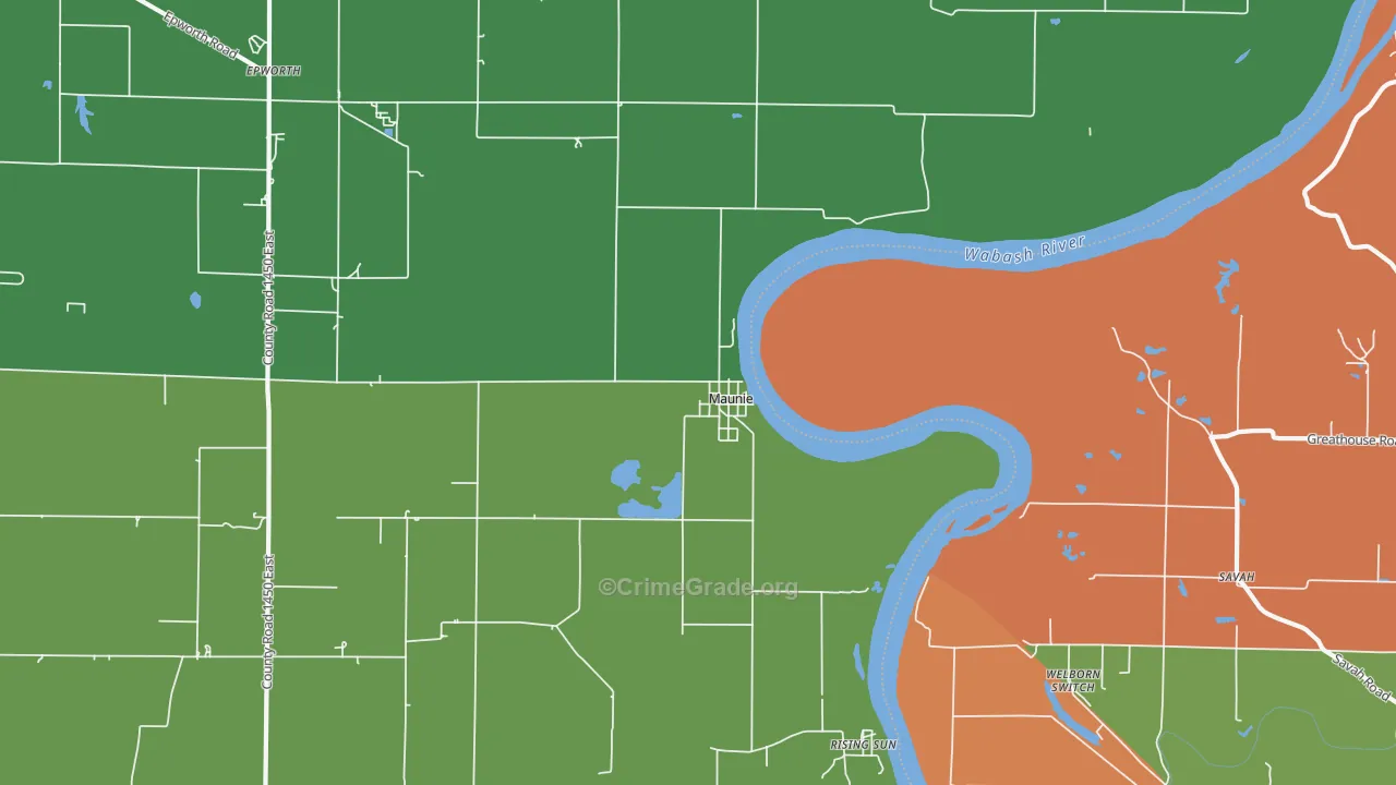 Maunie, IL Map of Theft Rates