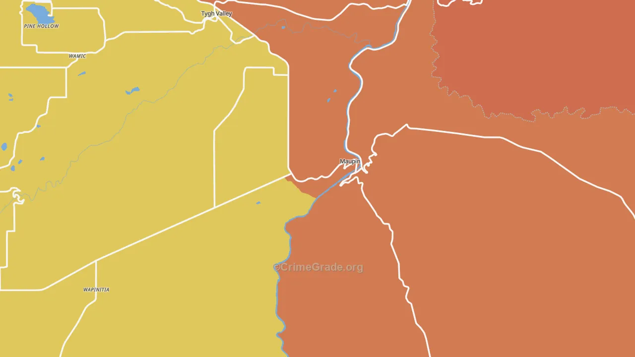 Maupin, OR Map of Theft Rates