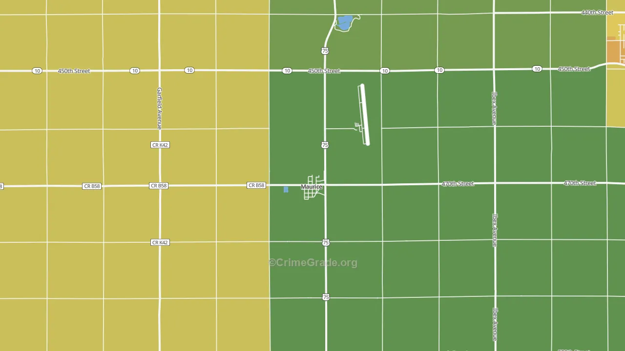 Maurice, IA Map of Theft Rates