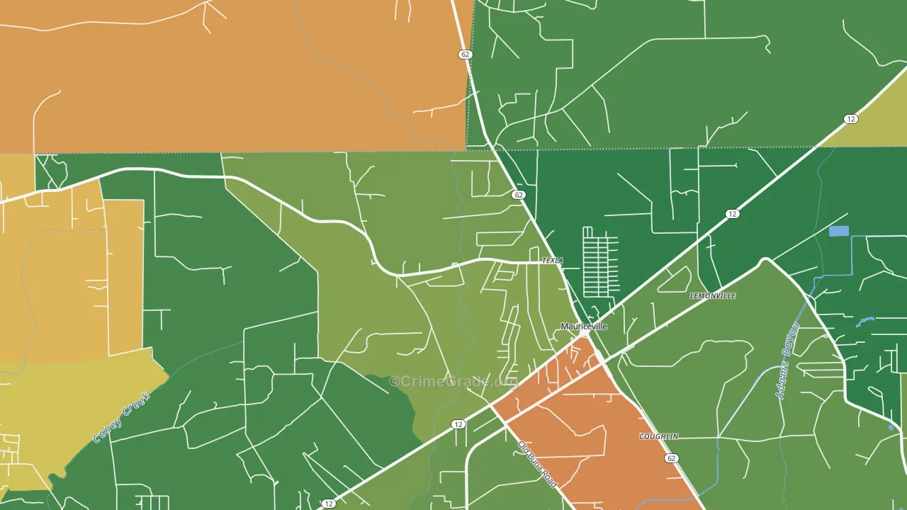 Mauriceville, TX Map of Theft Rates