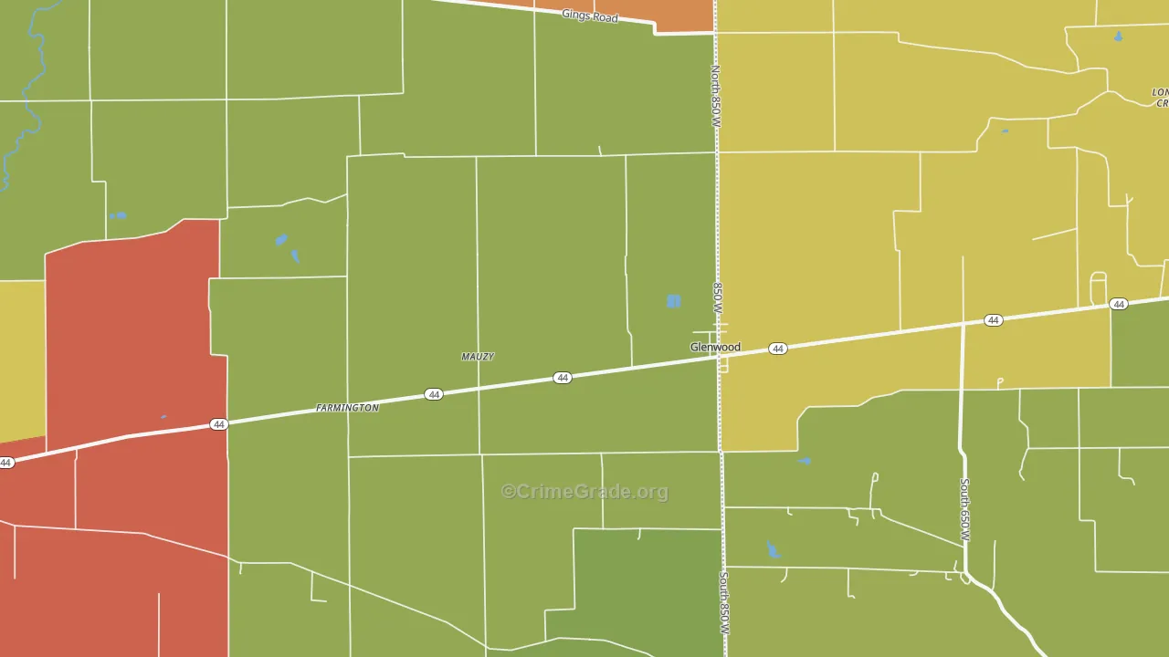Mauzy, IN Map of Theft Rates
