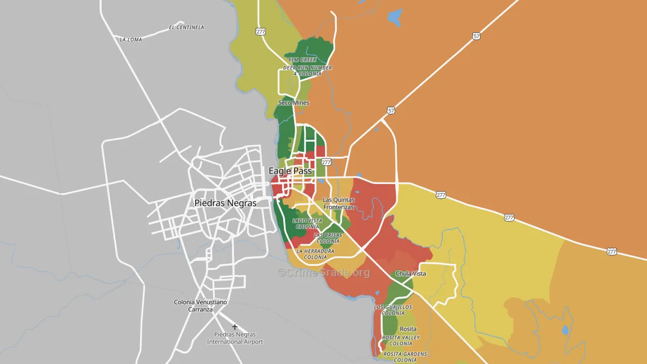 Maverick County, TX Map of Theft Rates