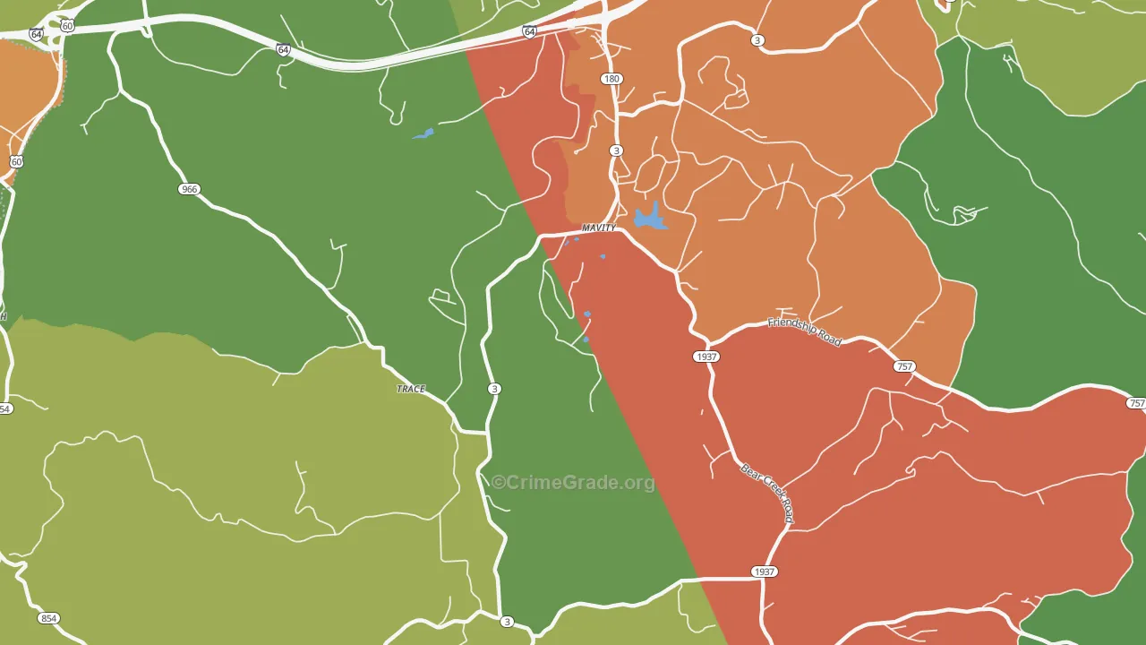 Mavity, KY Map of Theft Rates