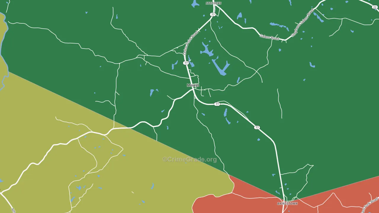 Maxeys, GA Map of Theft Rates
