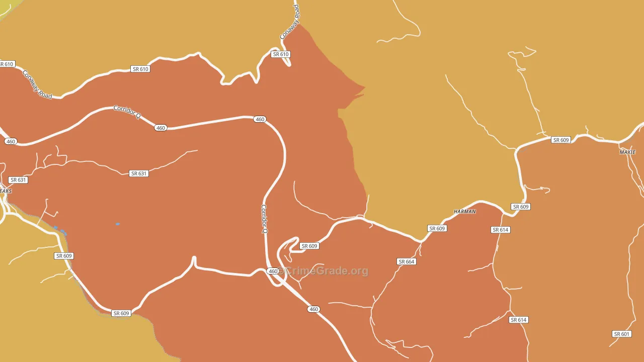 Maxie, VA Map of Theft Rates