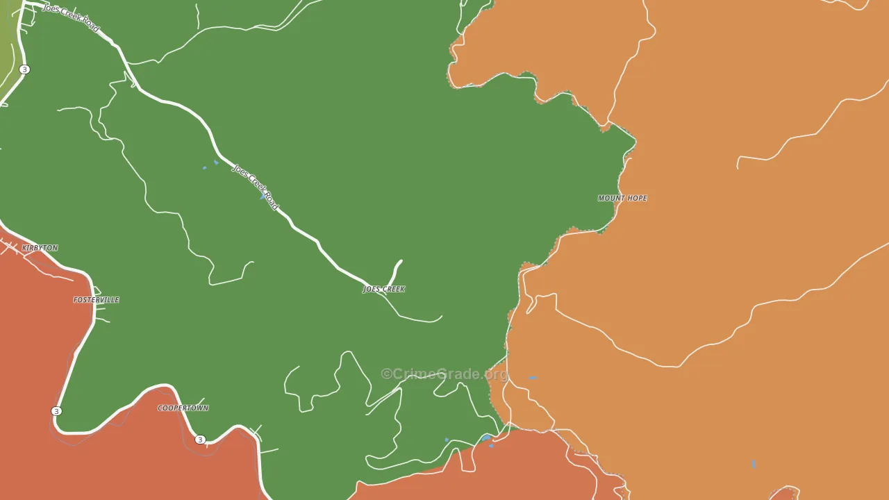 Maxine, WV Map of Theft Rates