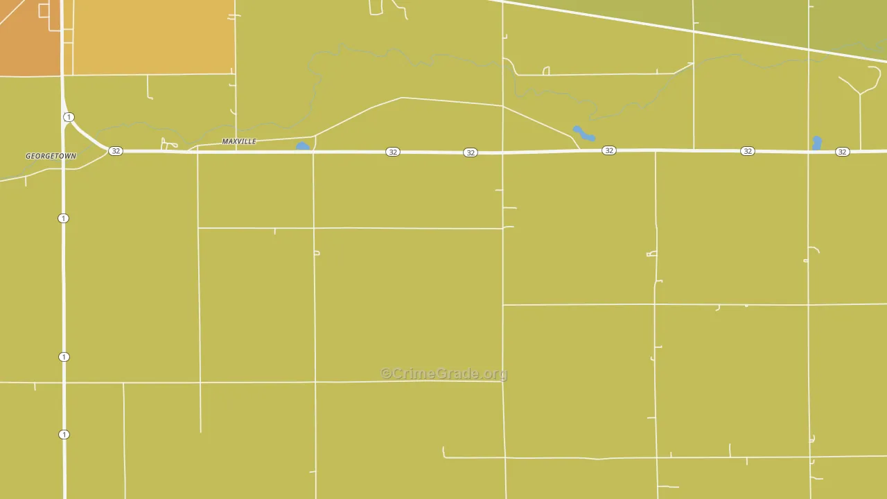 Maxville, IN Map of Theft Rates