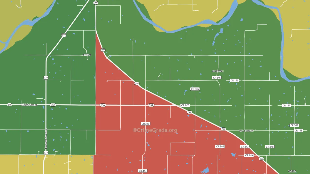 Maxwell, OK Map of Theft Rates