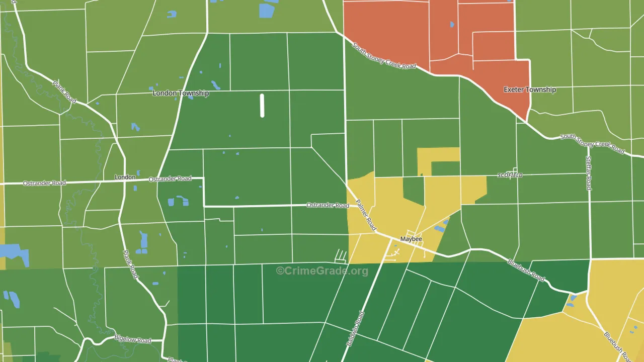 Maybee, MI Map of Theft Rates