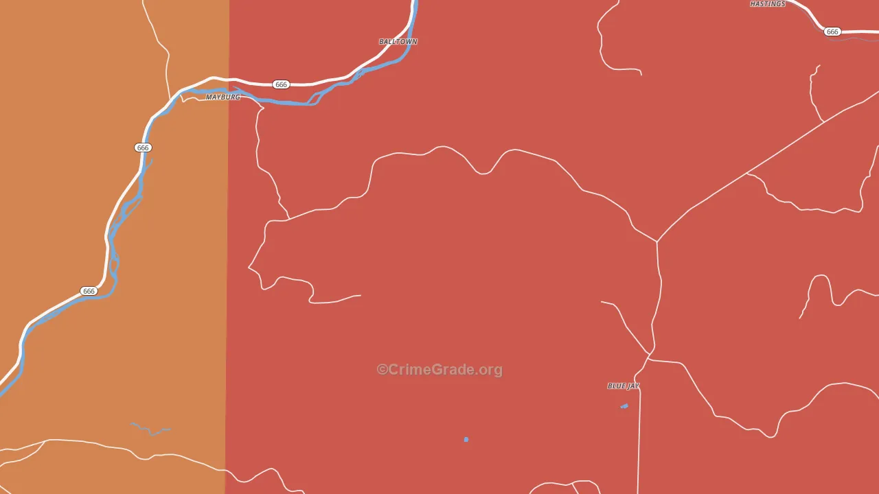 Mayburg, PA Map of Theft Rates