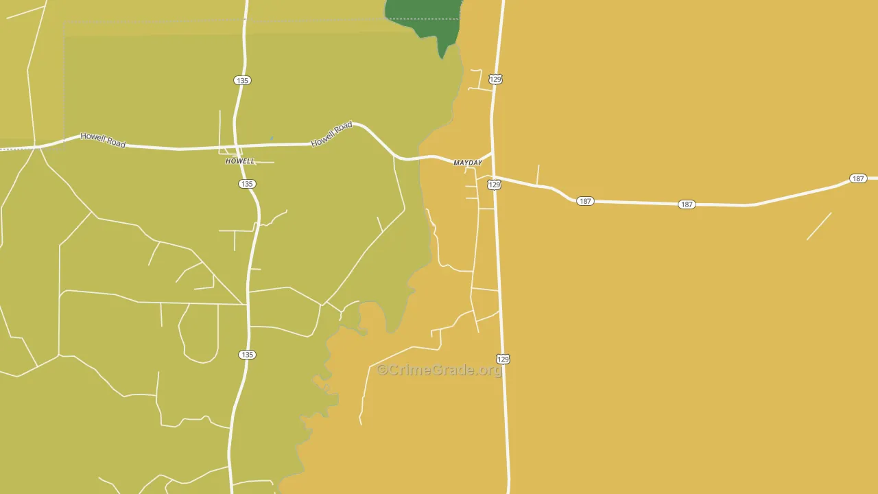Mayday, GA Map of Theft Rates