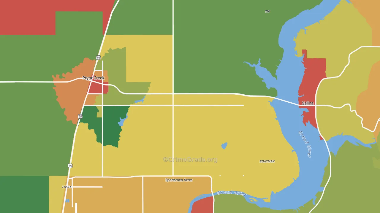 Mayes County, OK Map of Theft Rates