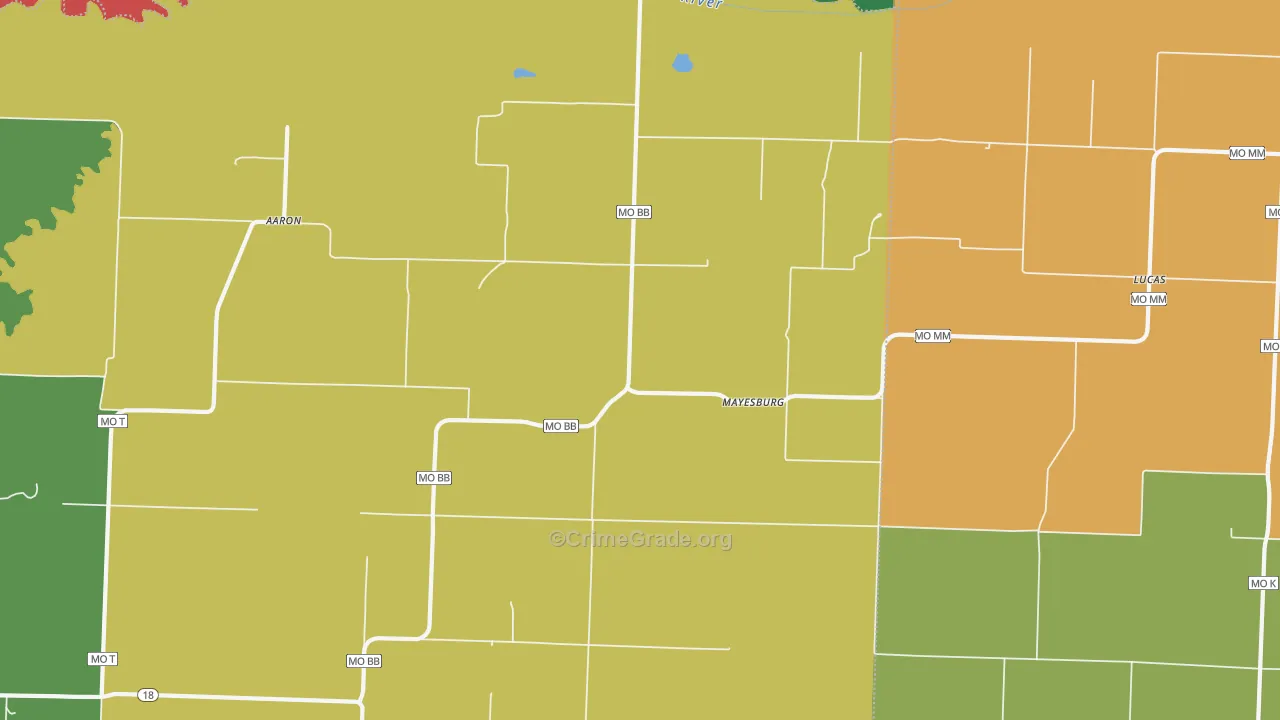Mayesburg, MO Map of Theft Rates