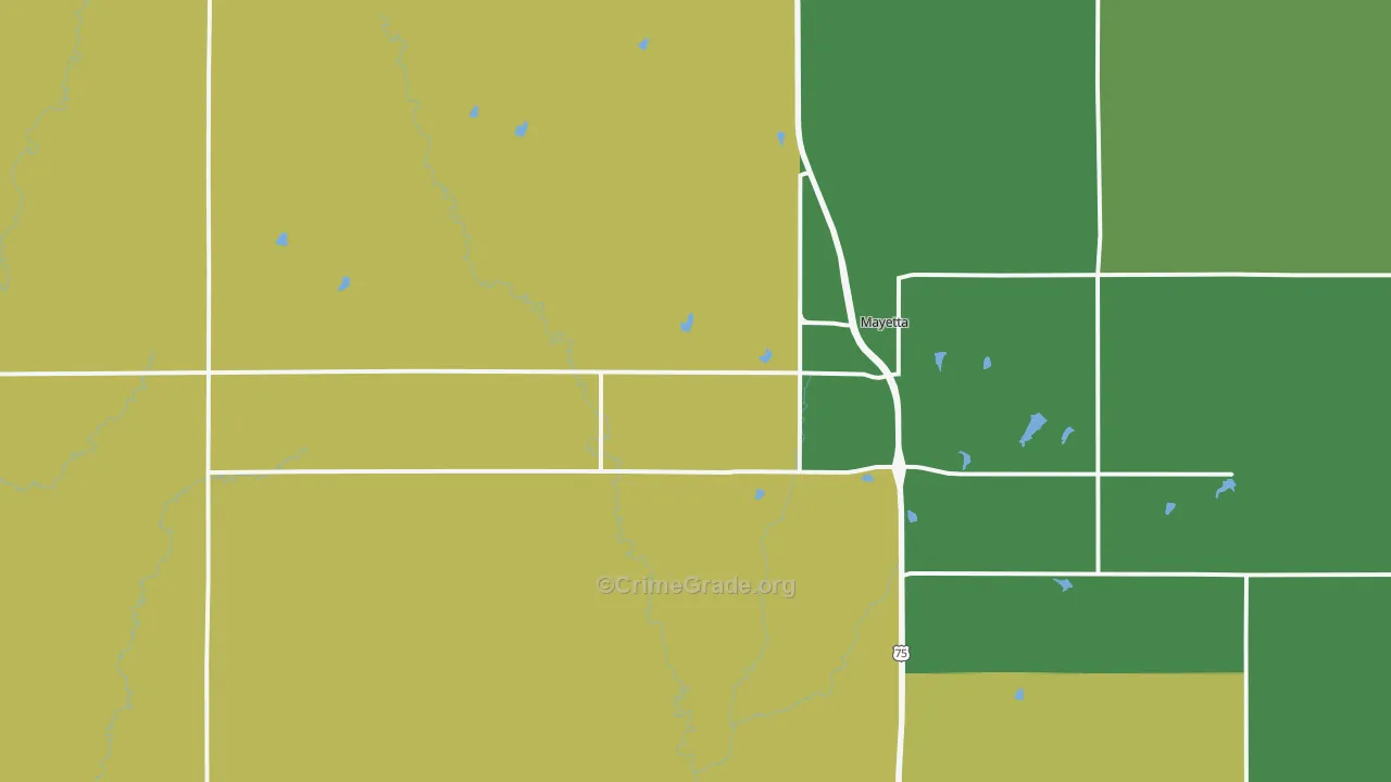 Mayetta, KS Map of Theft Rates