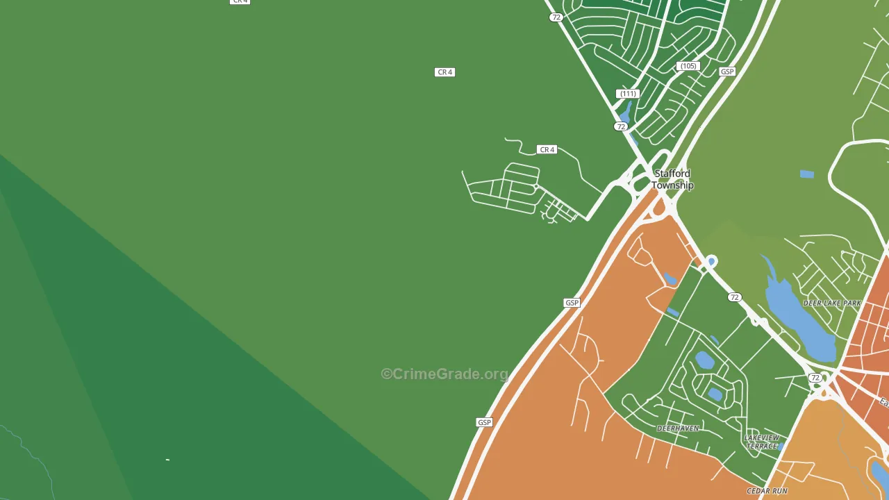 Mayetta, NJ Map of Theft Rates