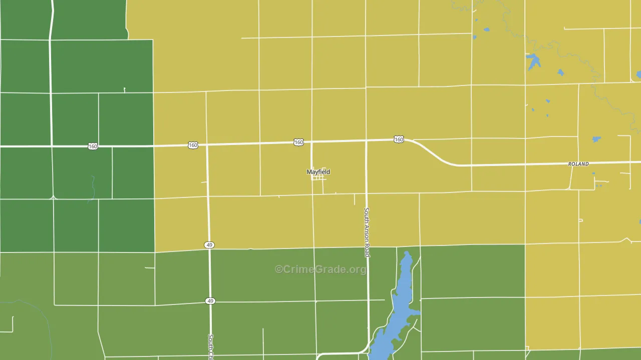 Mayfield, KS Map of Theft Rates